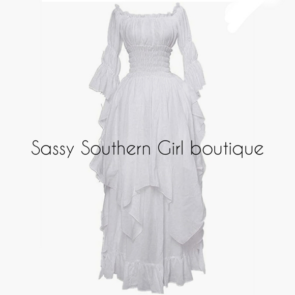 ⭐🆕 Boho white peasant maxi dress - Picture 3 of 10